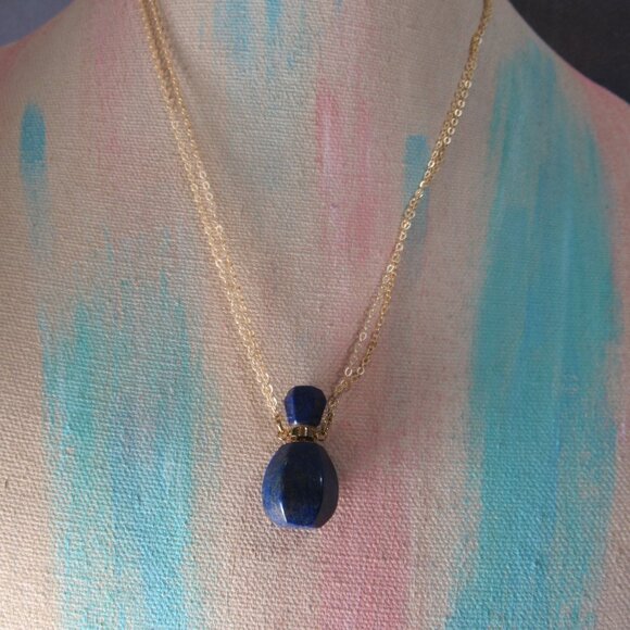 Lapis Lazuli Perfume Bottle Pendant, Spell Bottle - Picture 4 of 6